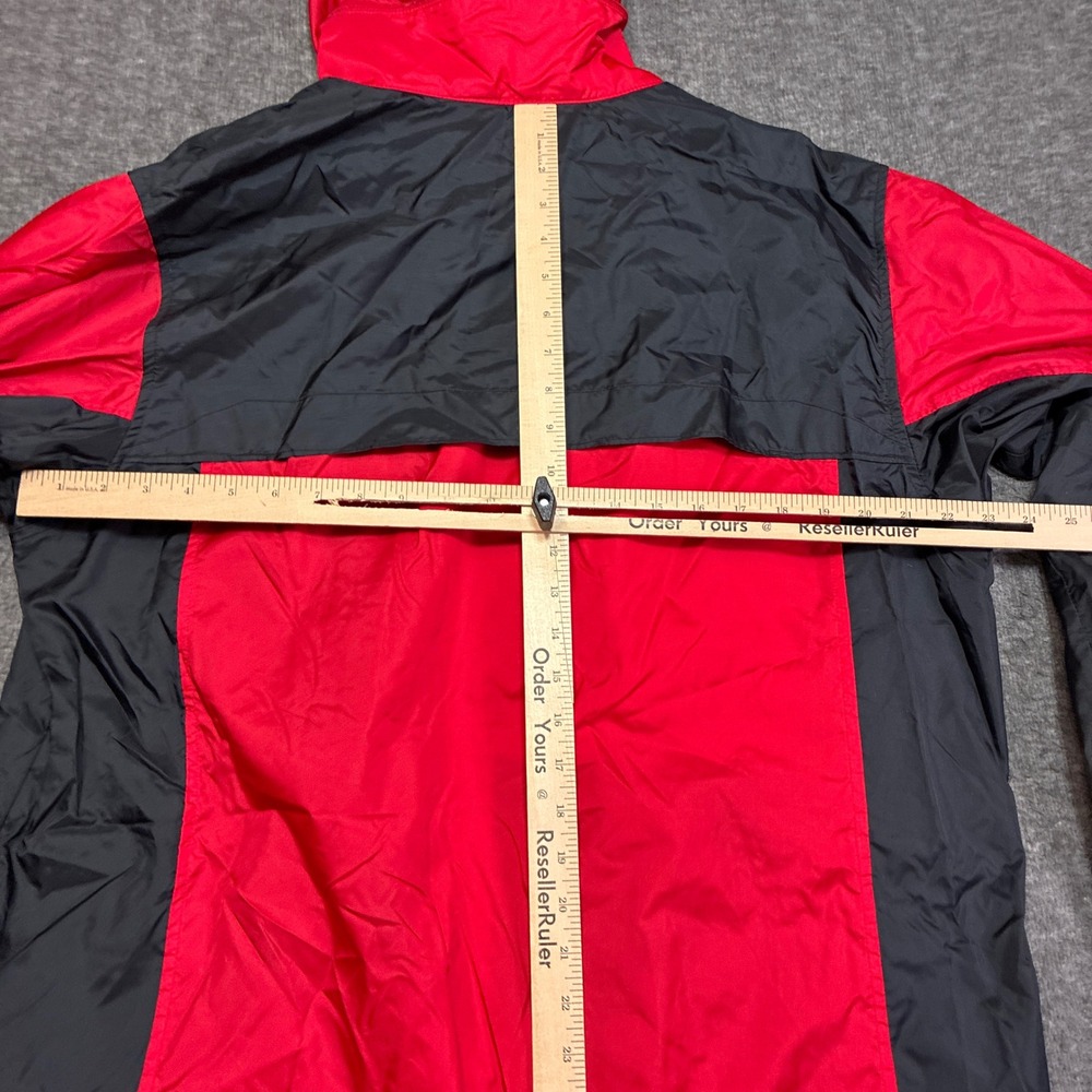Columbia Packable Windbreaker Mens Large Red Black Vintage Hooded Rain Jacket - Picture 5 of 8